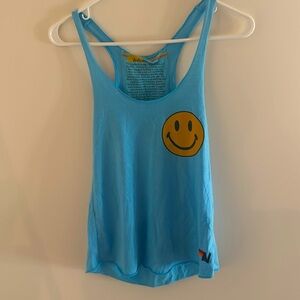 Aviator Nation Blue Smiley Face Tank Top